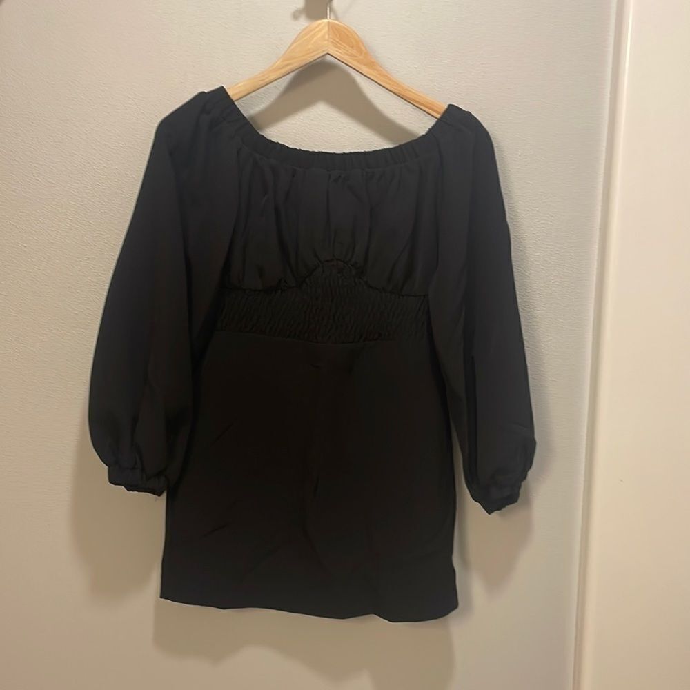 NWT NBD black womans long sleeve mini dress